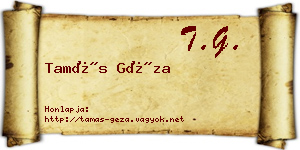 Tamás Géza névjegykártya